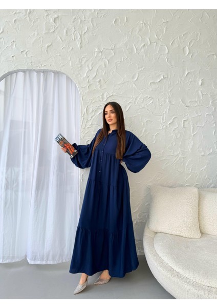 Lacivert Önü Kısa Patlı Elbise fiyatları