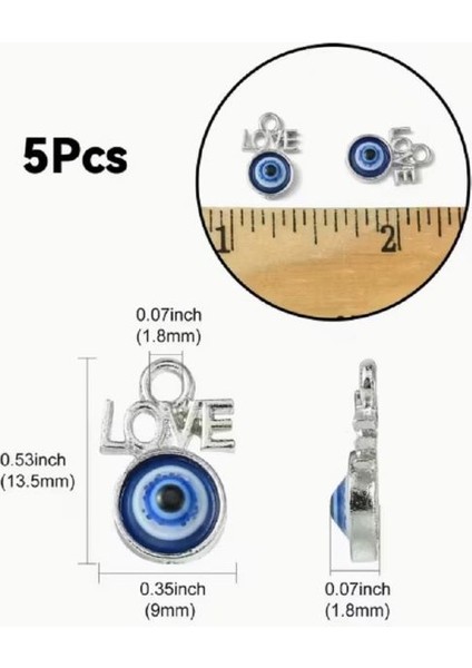 ( 5 x Adet ) 1 Set Reçine Koyu Mavi Sevgi Nazar Değmesin Takı&bileklik&küpe&kolye Ucu fiyatları