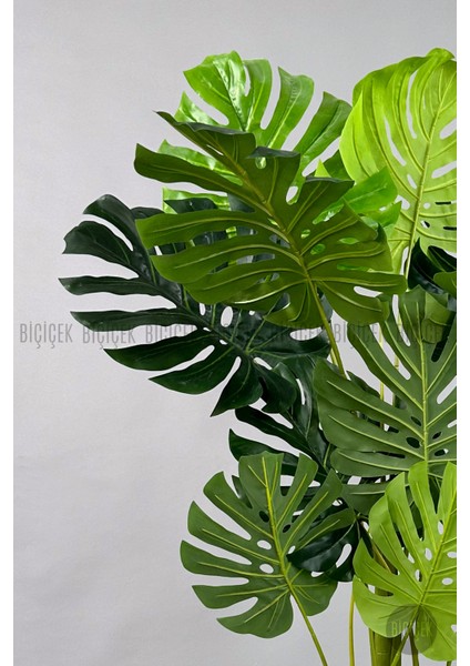 Yapay Ağaç Monstera Bambu Gövdeli 150CM Devetabanı Ağacı Büyük Boy Kırıkbeyaz Renk Yalı Saksıda indirimleri