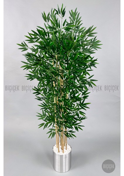 Yapay Bambu Ağacı 180CM Metal Saksıda Yoğun Yapraklı 7 Dallı