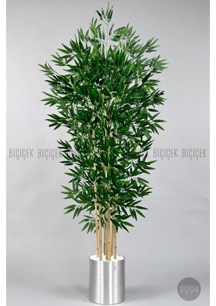 Yapay Bambu Ağacı 180CM Metal Saksıda Yoğun Yapraklı 7 Dallı