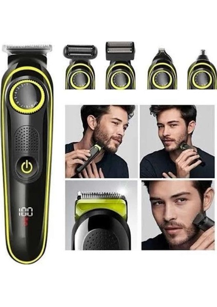 Saç Sakal Vücut Tıraş Makinesi 5in1 Kablosuz Burun Kulak Tıraş Makinesi indirimleri