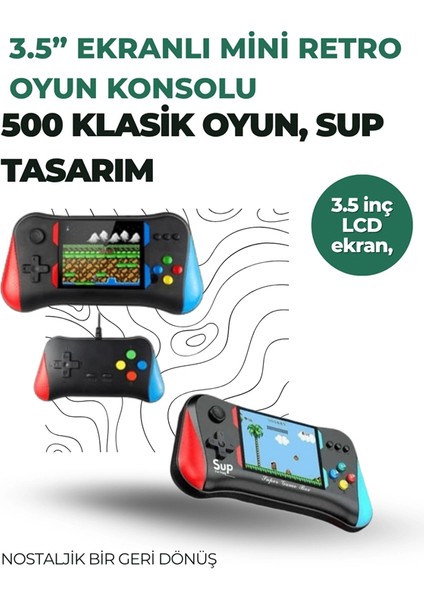 3.5 Inç Ekranlı Klasik Oyun Konsolu – 500 Dahili Oyun fiyatları
