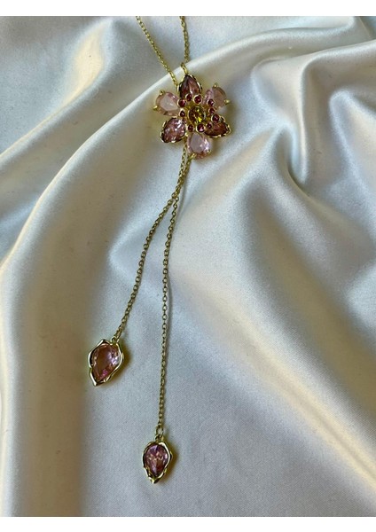 Zirkon Taşlı Renkli Çiçekli Y Kolye Lydylla Kolye Sevgiliye Kız Arkadaşa Hediye Kutulu indirimleri