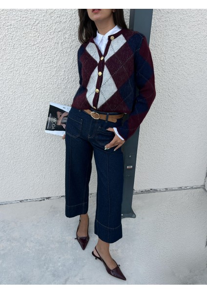 Kadın Bordo Düğmeli Şardonlu Hırka 5570 fiyatları