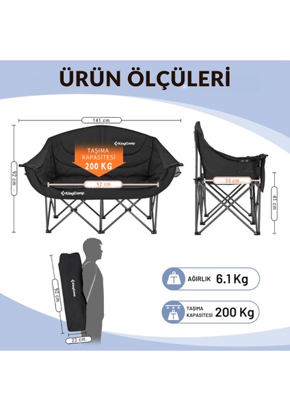 Canna C20 Loveseat Double Çift Kişilik Katlanır Kamp Sandalyesi Black fırsatları