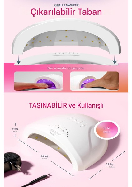 One Uv Kalıcı Oje Jel Tırnak Kurutucu Fototerapi Makinesi 30 LED 48W Protez Tırnak Kalıcı Kurutma modelleri