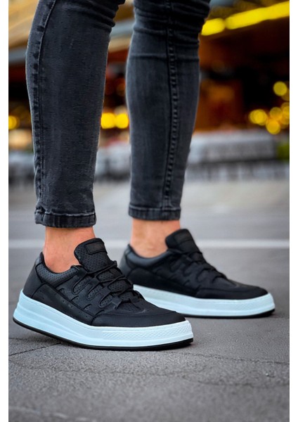 C-Rey Premium Comfort Lastikli Erkek Ayakkabı Sneaker Siyah Beyaz modelleri