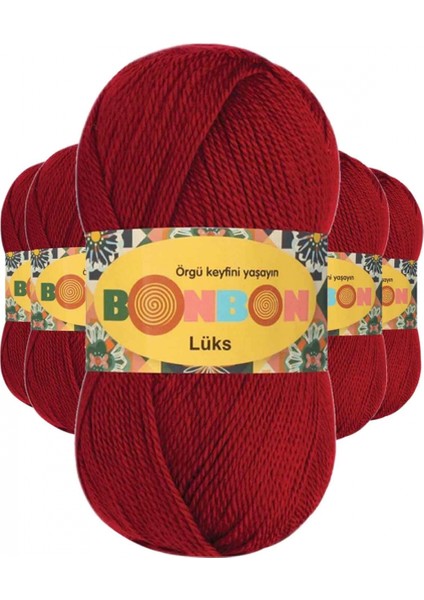 5 Adet Lüks Patik Ipi Yünü Koyu Kırmızı 98296