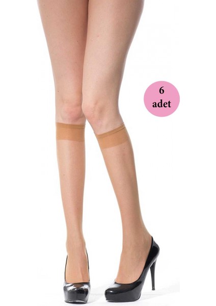 6 Adet Ince Dizaltı Çorap 20 Denye 57 Ten