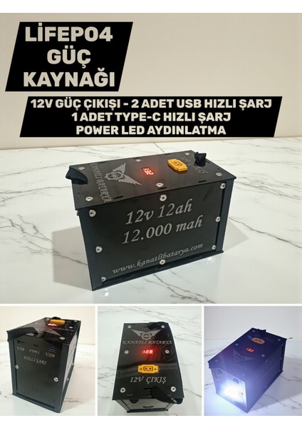 Taşınabilir Güç İstasyonu 12V 12.000MAH / 5v 28.800mah