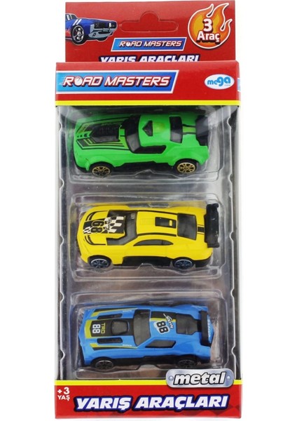 Die Cast Metal 3'lü Yarış Arabaları Yeşil Araçlı indirimleri