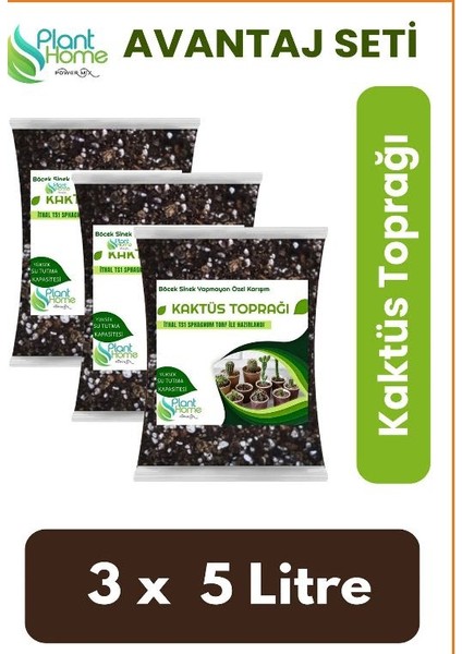 Plant Home Powermix 15 Litre Kaktüs Toprağı - Kaktüs ve Sükulent Için Böcek Sinek Yapmayan Özel Karışım