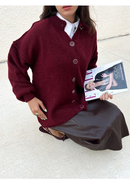 Kadın Bordo Oversize Triko Hırka Pis Dikişli 7000 fiyatları