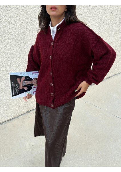 Kadın Bordo Oversize Triko Hırka Pis Dikişli 7000 fırsatları