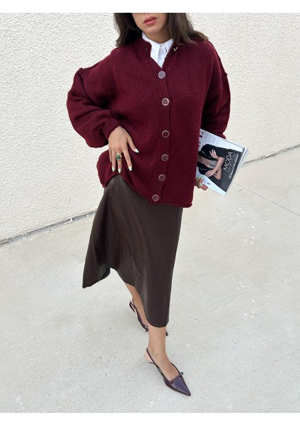 Kadın Bordo Oversize Triko Hırka Pis Dikişli 7000 indirimleri