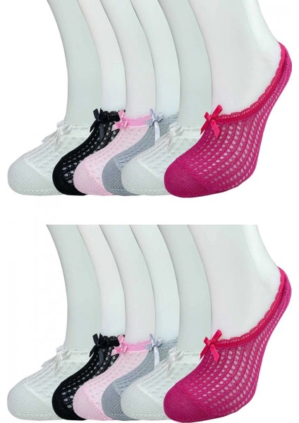 12 Adet Fiyonklu File Kadın Babet Çorap