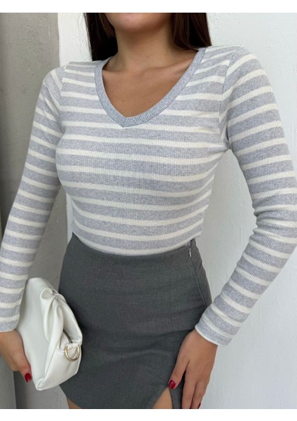 Çizgili ve Yaka Bluz