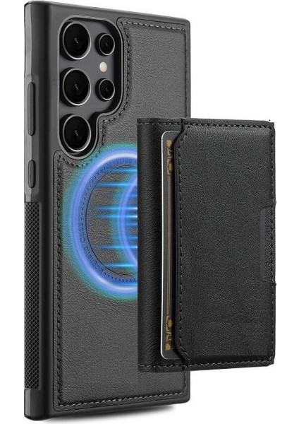 Samsung Galaxy S23 Ultra Kılıf Pollux L2 Serisi Mıknatıslı Kartlıklı 2-1 Kapak