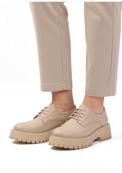 Bej Cilt Kalın Taban Kadın Casual Ayakkabı 572451 Z