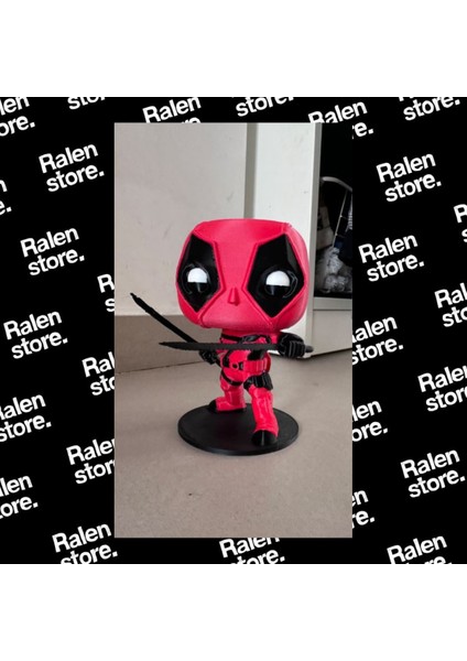 Deadpool Koca Kafa Mini Figür | 10CM Uzunluk | Kırmızı-Siyah | ( Yüksek Kalite 3D Baskı Pla )