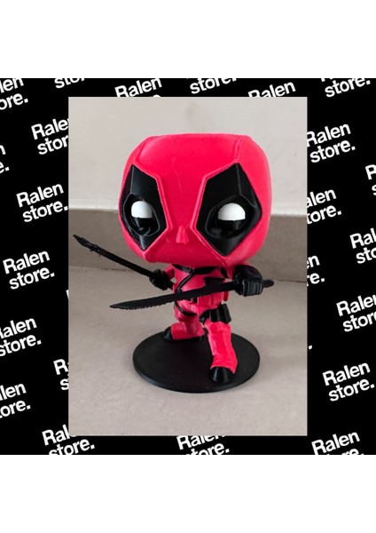 Deadpool Koca Kafa Mini Figür | 10CM Uzunluk | Kırmızı-Siyah | ( Yüksek Kalite 3D Baskı Pla )