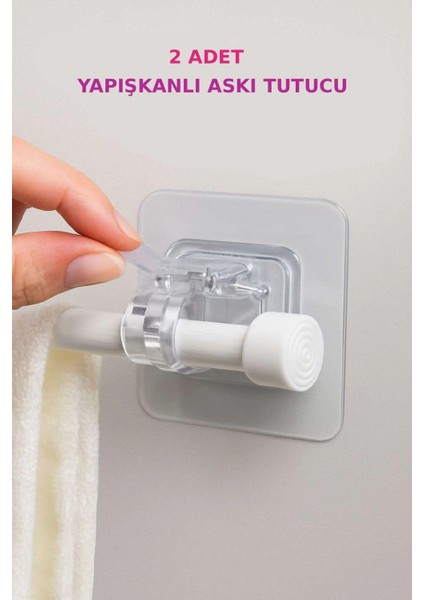 Yapışkanlı Asma Çubuğu Klipsi Şeffaf Tutucu | Sopa Askısı Boru Tutucu