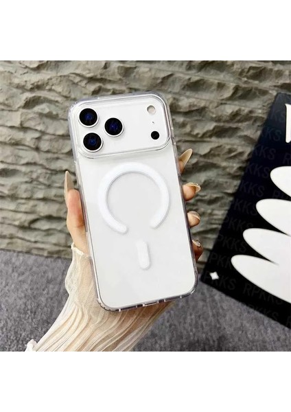 iPhone 17 Promax ile Uyumlu MagSafe Kablosuz Şarj Destekli Manyetik Darbeye Dayanıklı Şeffaf Silikon Kılıf
