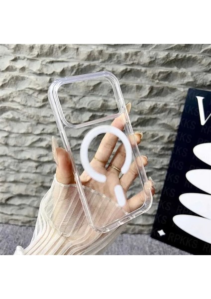 iPhone 17 Promax ile Uyumlu MagSafe Kablosuz Şarj Destekli Manyetik Darbeye Dayanıklı Şeffaf Silikon Kılıf