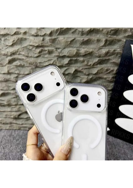 iPhone 17 Promax ile Uyumlu MagSafe Kablosuz Şarj Destekli Manyetik Darbeye Dayanıklı Şeffaf Silikon Kılıf