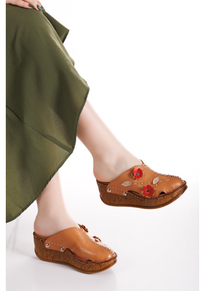 %100 Hakiki Deri Sabo Model Dolgu Taban Önü Kapalı Kadın Terlik modelleri