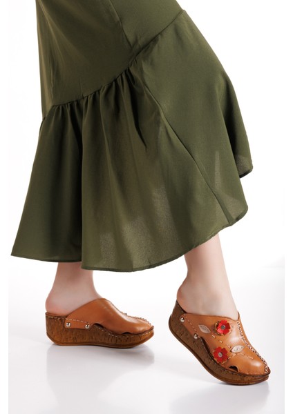 %100 Hakiki Deri Sabo Model Dolgu Taban Önü Kapalı Kadın Terlik fırsatları