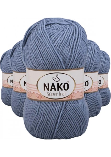 5 Adet Süper Inci El Örgü Ipi 100 gr Kot Mavi 1986