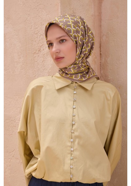 Tivil Saf Ipek Eşarp 4102 - 33 Vizon Karışık Desen