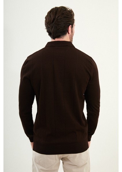 Çizgili Slim Fit Apaç Yaka Erkek Kazak modelleri