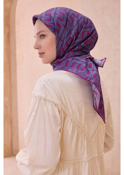 Tivil Saf Ipek Eşarp 4118 - 57 Mor Karışık Desen