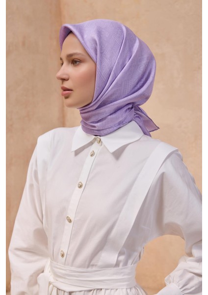 Tivil Saf Ipek Eşarp 4110 - 52 Lila Karışık Desen