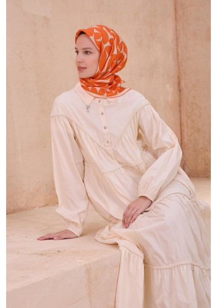 Tivil Saf Ipek Eşarp 4117 - 31 Turuncu Karışık Desen fiyatları