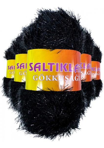 5 Adet Gökkuşağı El Örgü Ipi Yünü Siyah