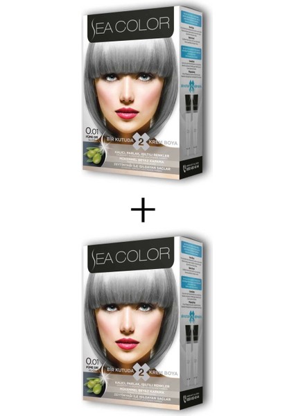 2x2 Tüp Krem Saç Boyası Seti Füme Gri No:0.01