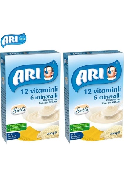 Mama Pirinç Unu 200GR Sütlü 12 Vitaminli 6 Mineralli (2 Li Set)