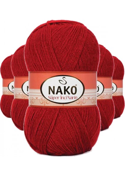 5 Adet Süper Inci El Örgü Ipi 100 gr Koyu Kırmızı 1175