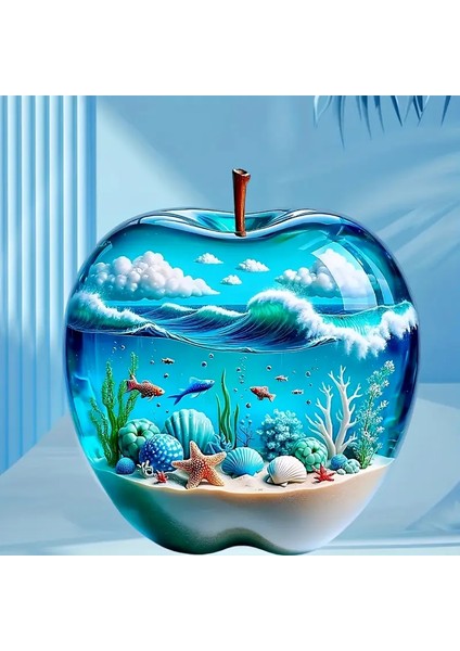3D Elma Okyanus Duvar Çıkartması