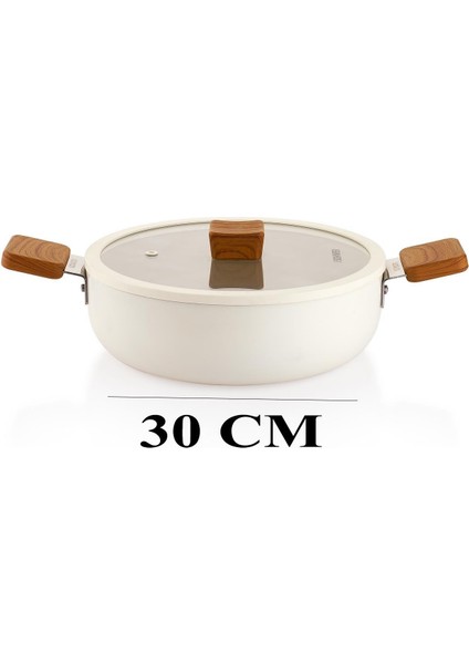 Ceramoni Seramik Basık Tencere 30 cm – Krem fiyatları