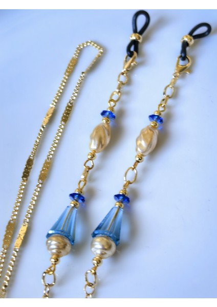 Gerçek Kristal Taş Boncuklu, Inci Detaylı Altın Kaplama Gözlük Zinciri – Bohem Işıltı modelleri