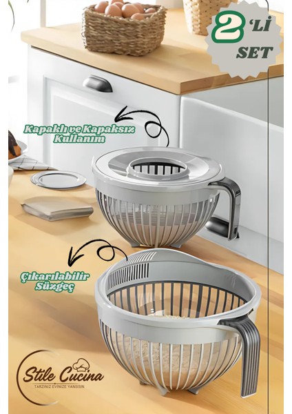 Linea Mikser Kabı ve Pirinç Süzgeci 3 Litre – Kapaklı, Dayanıklı ve Pratik Mutfak Gereci