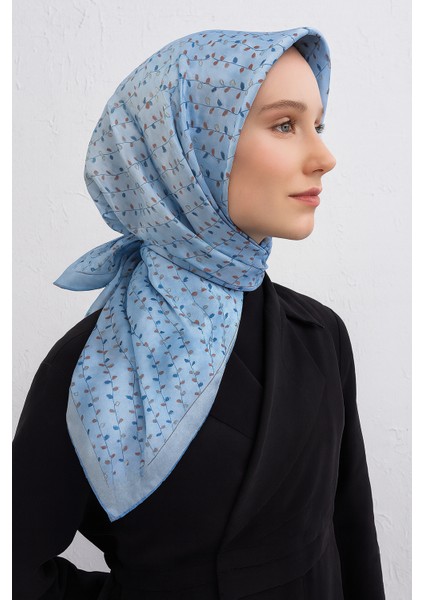 Tivil Saf Ipek Eşarp 4128 - 54 Mavi Karışık Desen