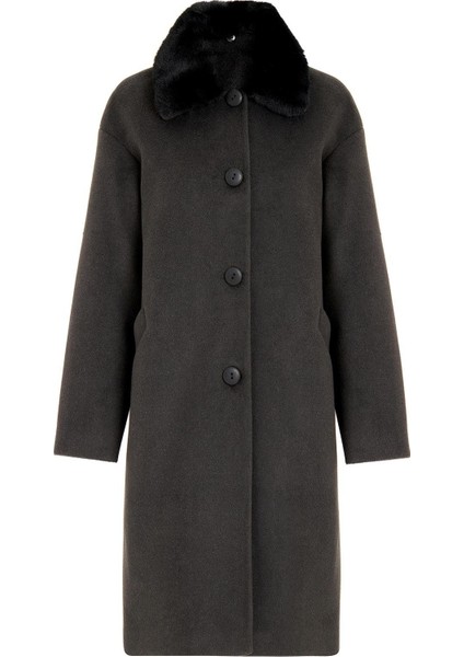 Çıkabilir Kürklü Düşük Kol Büyük Beden Kaban Antrasit 3089 fiyatları