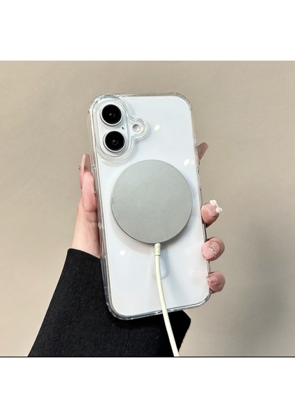 iPhone 17 ile Uyumlu MagSafe Kablosuz Şarj Destekli Manyetik Darbeye Dayanıklı Şeffaf Silikon Kılıf fırsatları