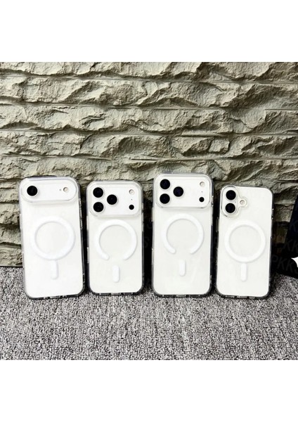 iPhone 17 ile Uyumlu MagSafe Kablosuz Şarj Destekli Manyetik Darbeye Dayanıklı Şeffaf Silikon Kılıf